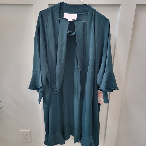 Birdy Grey Women's Kenny Ruffle Belted Short Robe Emerald Green Size XL/2XL - Picture 4 of 11